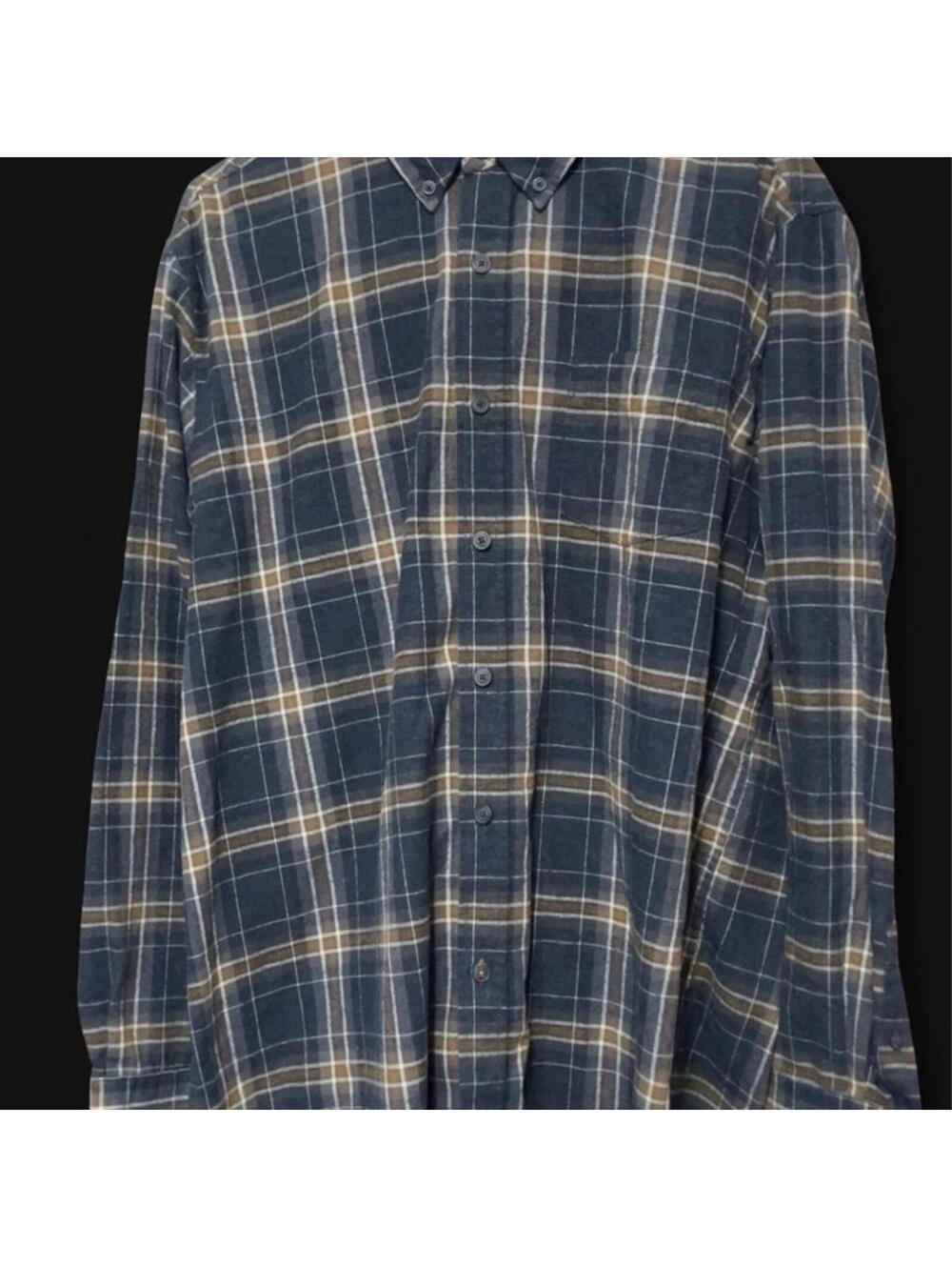 Vintage Weatherproof Men's Blue and Navy Shirt